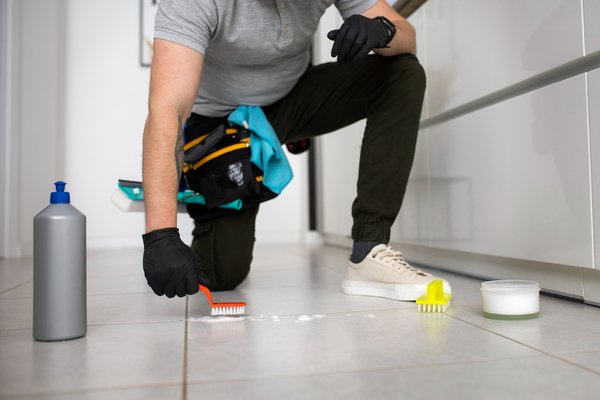 profissional fazendo limpeza pós-obra