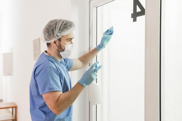profissional de limpeza terceirizada em hospital